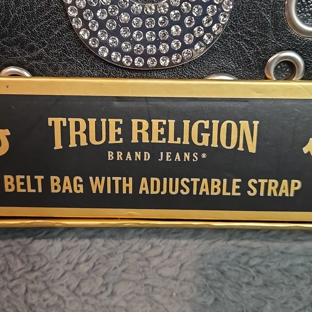 True Religion Black Belt Bag with Silver Accents Sz S/M
